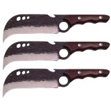 Cumpara ieftin Set trei cutite macelarie DEPOX&reg;, lucrate manual, Claw of Osaka, 27.5 cm, maro, teaca piele