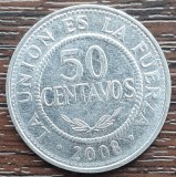 (M2207) MONEDA BOLIVIA - 50 CENTAVOS 2008, America Centrala si de Sud