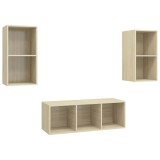 Cumpara ieftin Set de dulapuri TV, 3 piese, stejar Sonoma, lemn prelucrat