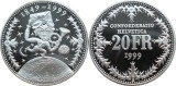 D2 ELVETIA 20 francs 1999/150th anniversary of the Swiss Post/Argint, 30g /PROOF