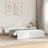 VidaXL Cadru de pat dublu 4FT6, alb, 135x190 cm, lemn masiv