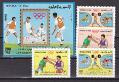 Iraq 1984 sport olimpiada MI 1228-1231 + bl.39 MNH w58 foto