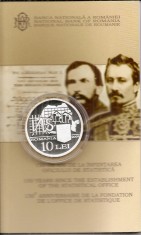 Romania 10 Lei 2009 (Oficiul de Statistica) Argint 31.1g/999, MB01,KM-253 UNC !! foto