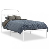 Cumpara ieftin Cadru de pat metalic cu tablie, alb, 90x190 cm