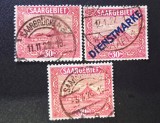 Regiunea Saar Teritoriul Saargebiet 1921-1926 Primăria din Saarbr&uuml;cken 30c Roșu - Dienstmarke Lot 3 Timbre Ștampilate Saarbr&uuml;cken - OREF1