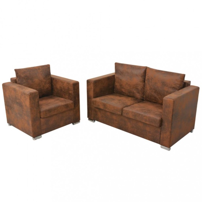 Set canapea 2 piese Imitație piele &icirc;ntoarsă