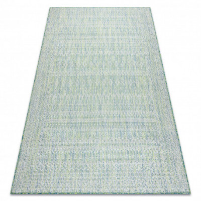 Covor SISAL SION Caro 22184 țesute plate verde / albastru / ecru, 160x220 cm foto