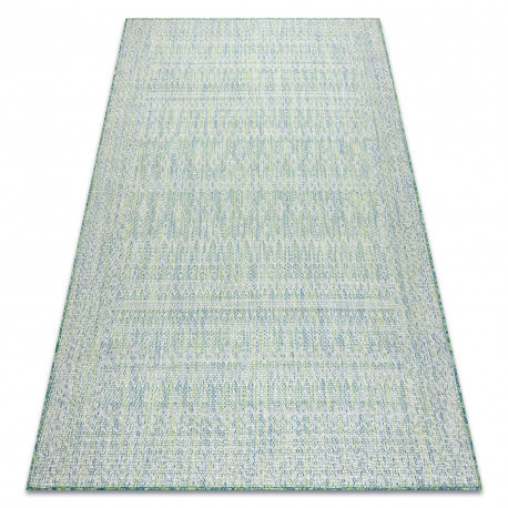 Covor SISAL SION Caro 22184 țesute plate verde / albastru / ecru, 160x220 cm