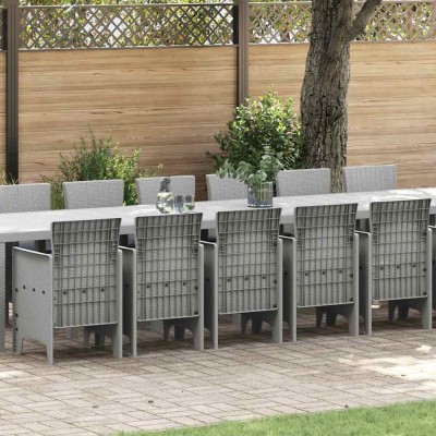 vidaXL Set de masă pentru grădină 17 pcs Gri deschis Ratan Polt 3378670 foto