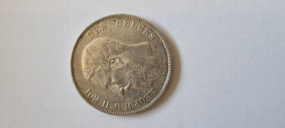 BELGIA 5 FRANCS 1873 ARGINT LIVRARE DOAR BUCURESTI foto