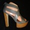 SANDALE DAMA SEXY PLATFORME FEMEI PIELE ECO 4 BARETE GRI TOC LEMN 14 CM FERMOARE