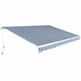 Copertină pliabilă cu acționare manuală, 450 cm, albastru/alb