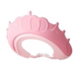 Viziera de protectie baita bebelusilor, pentru ochi si urechi, cu banda reglabila, din silicon, in forma de coroana, roz