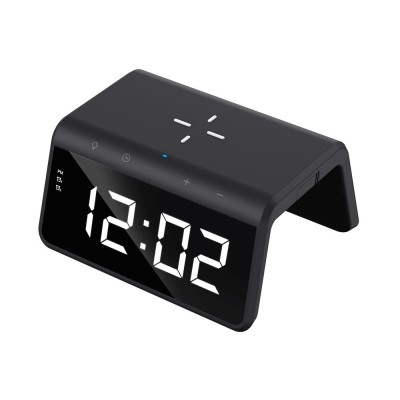 Incarcator wireless cu ceas digital 15W Havit W320, negru foto