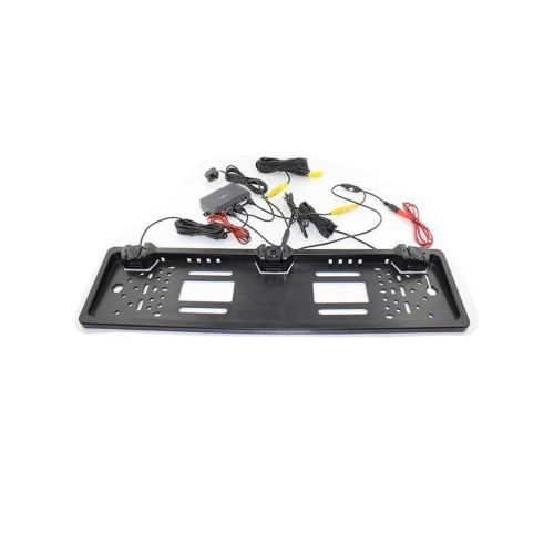 Suport numar auto cu camera video si 2 senzori parcare 12V cu afisearea distantei pe ecranul camerei Cod: JCS-041-2-22 Automotive TrustedCars