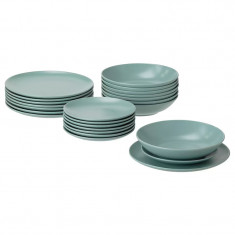 Set farfurii 24 piese, ceramica vitrificata, mat, Turcoaz deschis foto