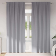 vidaXL Perdele opace cu perdele Gri deschis Poliester 4107456