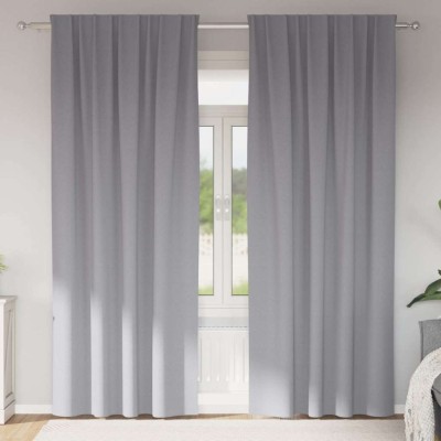 Perdele cu perdele 2 pcs Gri deschis 260 x 140 cm Poliester foto