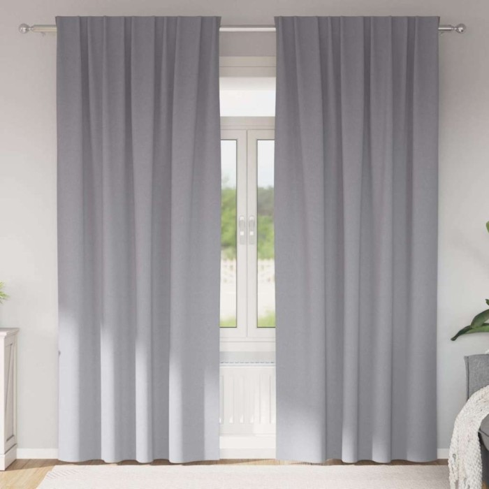 Perdele cu perdele 2 pcs Gri deschis 260 x 140 cm Poliester