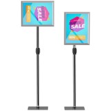 HOMCOM Suport Poster A3, Expozitor Publicitar de Podea cu &Icirc;nălțime și &Icirc;nclinare Reglabile, 40x30x129-135 cm, Argintiu | Aosom Romania