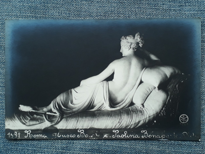583 - Statuie clasica nud in Muzeul Borghese Roma / carte postala interbelica