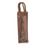 Sacosa sticla vin iuta maro 11x11x46 cm