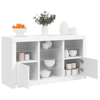 vidaXL Servantă cu lumini LED, alb, 123x37x67 cm foto