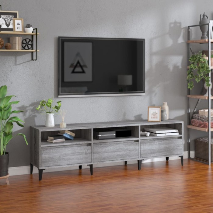 Comodă TV, gri sonoma, 150x30x44,5 cm, lemn prelucrat
