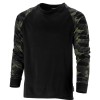 TRICOU BUMBAC CU MANECA LUNGA / NEGRU-CAMUFLAJ - 3XL