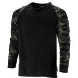 TRICOU BUMBAC CU MANECA LUNGA / NEGRU-CAMUFLAJ - XL
