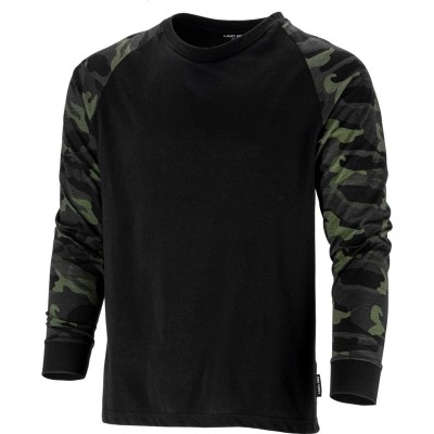 TRICOU BUMBAC CU MANECA LUNGA / NEGRU-CAMUFLAJ - XL foto