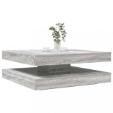vidaXL Măsuță cafea rotativă 360 grade, sonoma gri 90x90x34,5 cm