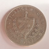 Moneda Cuba 20 Centavos Argint 1948, 900/5gr. Argint