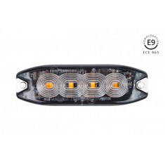 Lumină Bliț Subțire Ambră Pentru Grătar 4x3w Led R65 R10 12/24v Ip67 Amio 02298