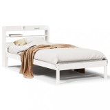VidaXL Cadru de pat fără saltea, alb, 75x190 cm, lemn masiv de pin 3306526