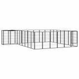 VidaXL Țarc c&acirc;ini 30 panouri negru 50x100 cm oțel vopsit electrostatic