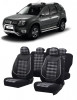 Set huse scaune compatibile Dacia Duster 2010-2017 Piele + Textil (Compatibile cu sistem AIRBAG)