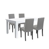 Cumpara ieftin Set de masă Leon 4+1 alb-gri