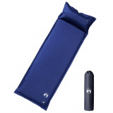 VidaXL Saltea de camping auto-gonflabilă cu pernă integrată, bleumarin