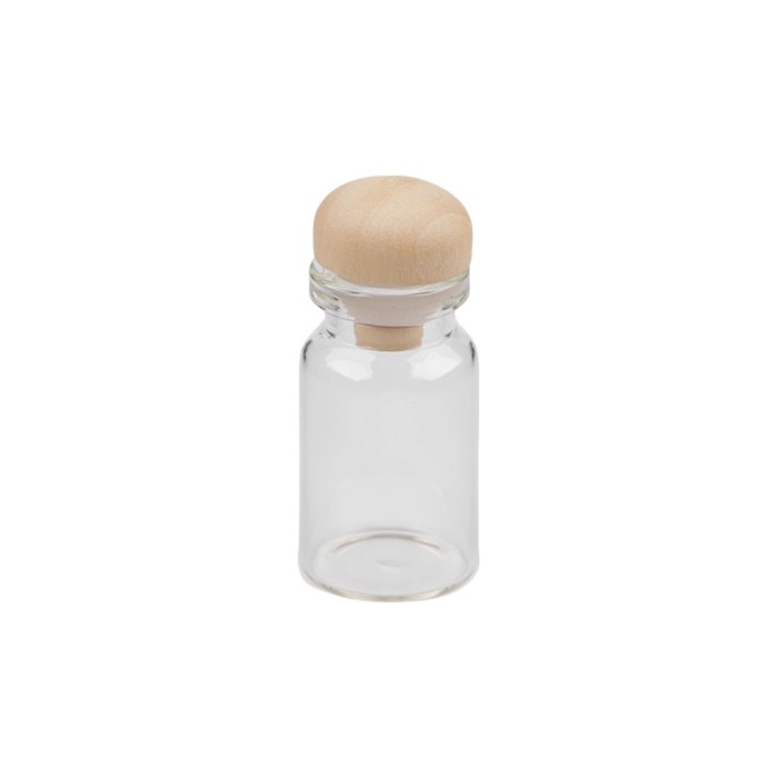 Flacon din sticla cu dop de lemn Crisalida, 22 x 50 mm, 9 ml