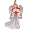 Ornament Brad Crăciun, Inger Ceramic, Alb, 8 cm, Stea Roșie, Oem
