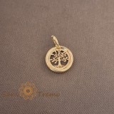 Pandantiv unisex placat cu aur , simbol Copacul Vietii, rotund, 1.5 cm