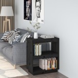 Gossi biblioteca, negru, 60x35x71 cm, lemn masiv de pin