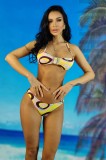 SW2368-100 Costum de baie in 2 piese model bandou cu print abstract, S, S/M