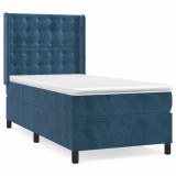 Cumpara ieftin Pat box spring cu saltea, albastru inchis, 80x200 cm, catifea