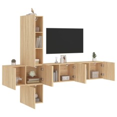 vidaXL Unități TV de perete, 5 piese, stejar sonoma, lemn prelucrat 3216459