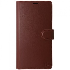 Husa tip carte cu stand Techsuit, aspect piele maro, pentru Samsung Galaxy S24 FE 5G