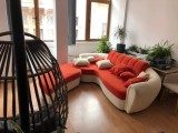 Canapea portocalie/alb cu extensie mobila