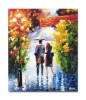 Tablou indragostiti pictat manual, Noi doi sub umbrela mea, 60x50cm ulei pe panza in cutit, superb