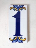 Placa ceramica cu numar de casa, nr. 1, frumos decorata, 15x7cm, Made in Spain